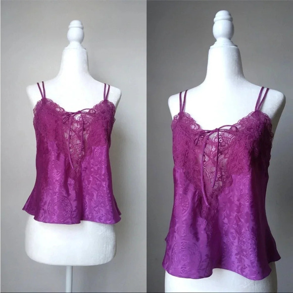 Victoria Secret Gold Label Magenta Brocade Camisole 1990s Medium/M - Picture 4 of 5